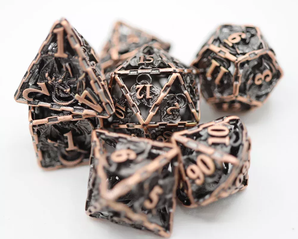 Chained Dragon: Copper Hollow Metal RPG Dice Set