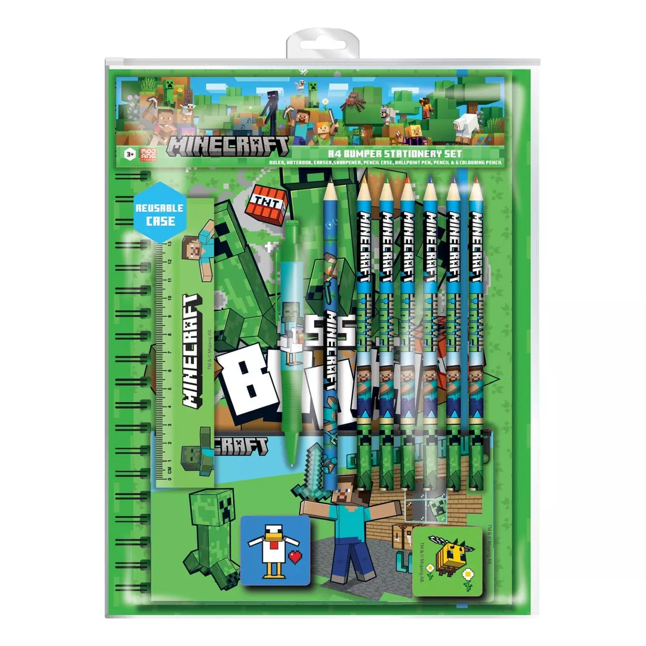 Minecraft 12-Piece Writing Set A4 Bumper