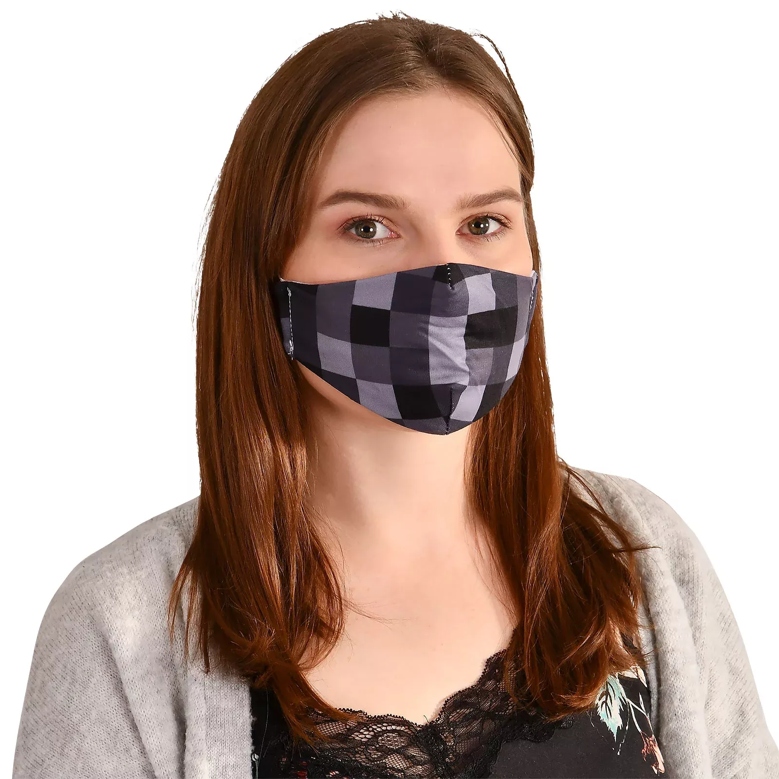 Pixel face mask for Minecraft fans grey