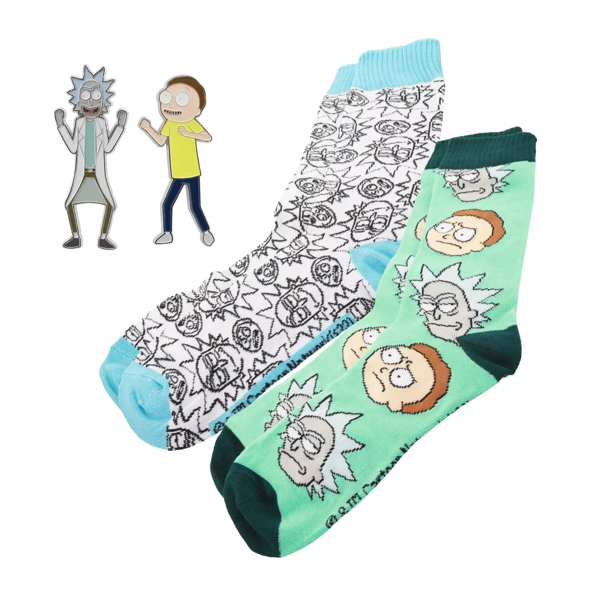 Rick and Morty Enamel Pin and Sock Bundle