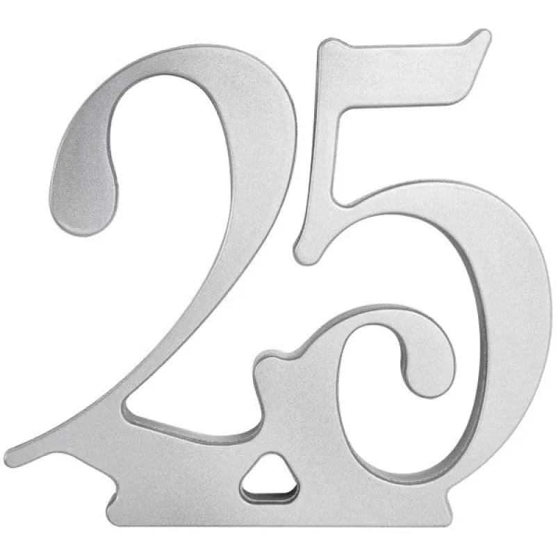 Silver 25th Anniversary Cake Topper